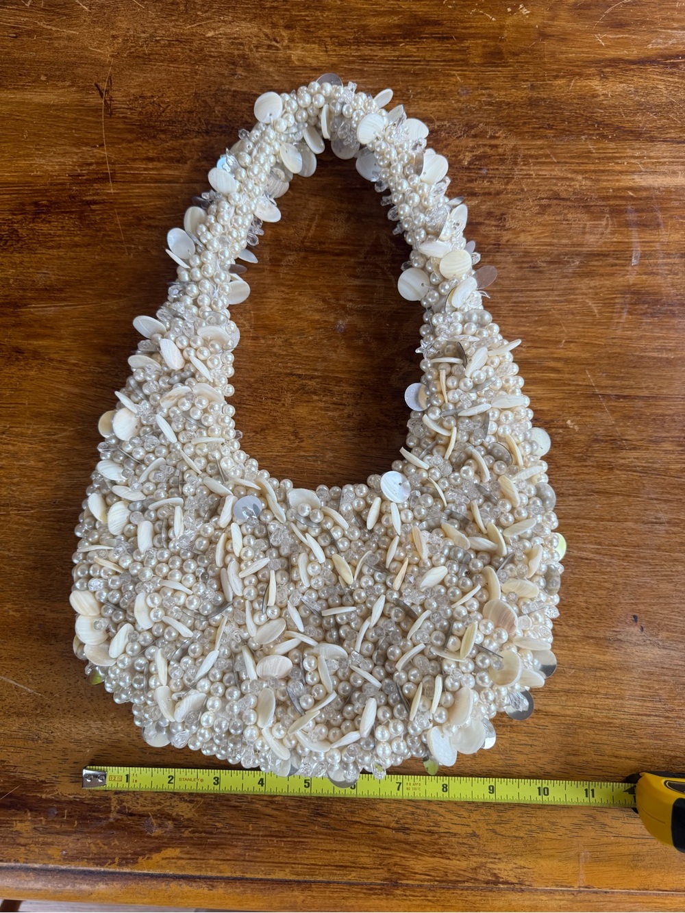 Pearl & Shell Embellished Handbag - Ivory - Picture 5 of 6